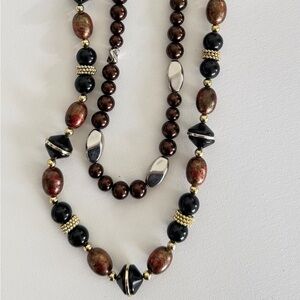 Women’s Multi-Strand Brown & Black Beaded Necklace